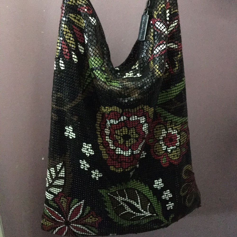 Whiting & Davis Retro Flower Mesh Sequin Metal Bag